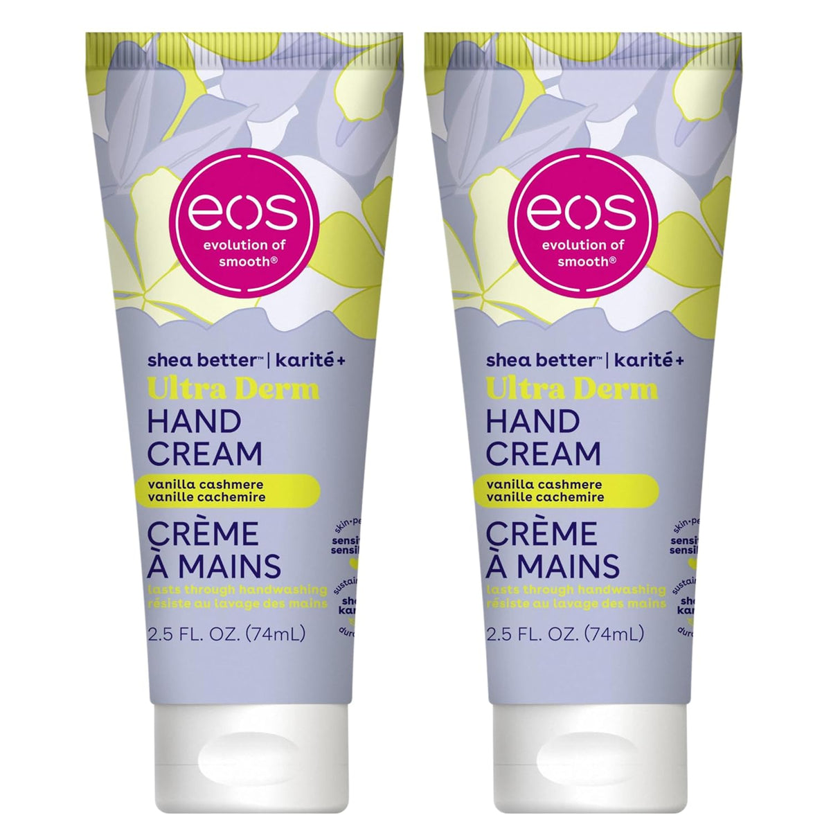 eos Shea Better Hand Cream - Vanilla Cashmere Hand Lotion | Instant Hydration + Lasting Protection | 2.5 oz (Pack of 2)
