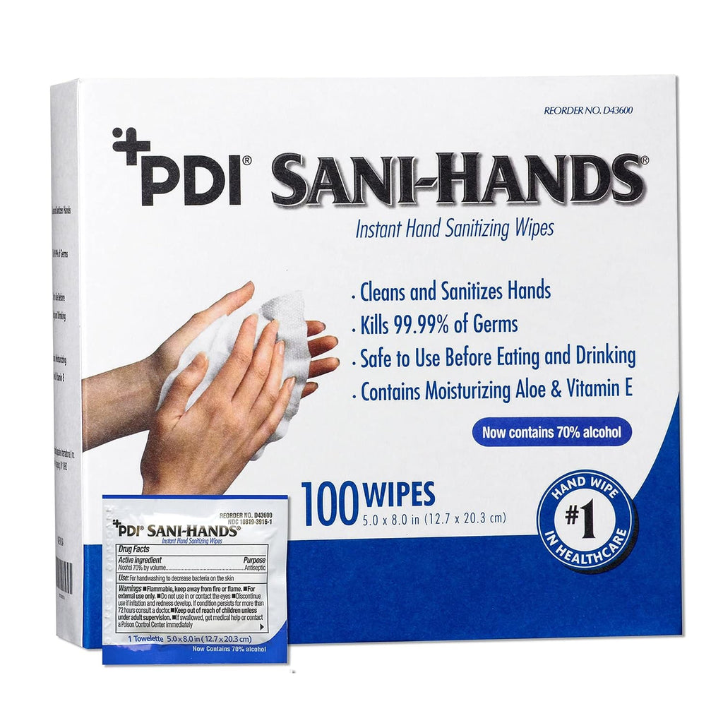 PDI D43600 Sani-Hands�Instant Hand Sanitizing Wipes 5" X 8" 100/Pk