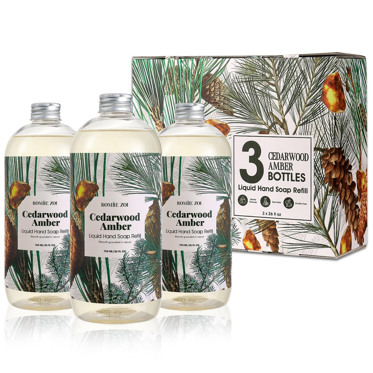 ROMIIE ZOI Liquid Hand Soap Refill, Eucalyptus Mint, 26 Fl Oz, 3-Pack
