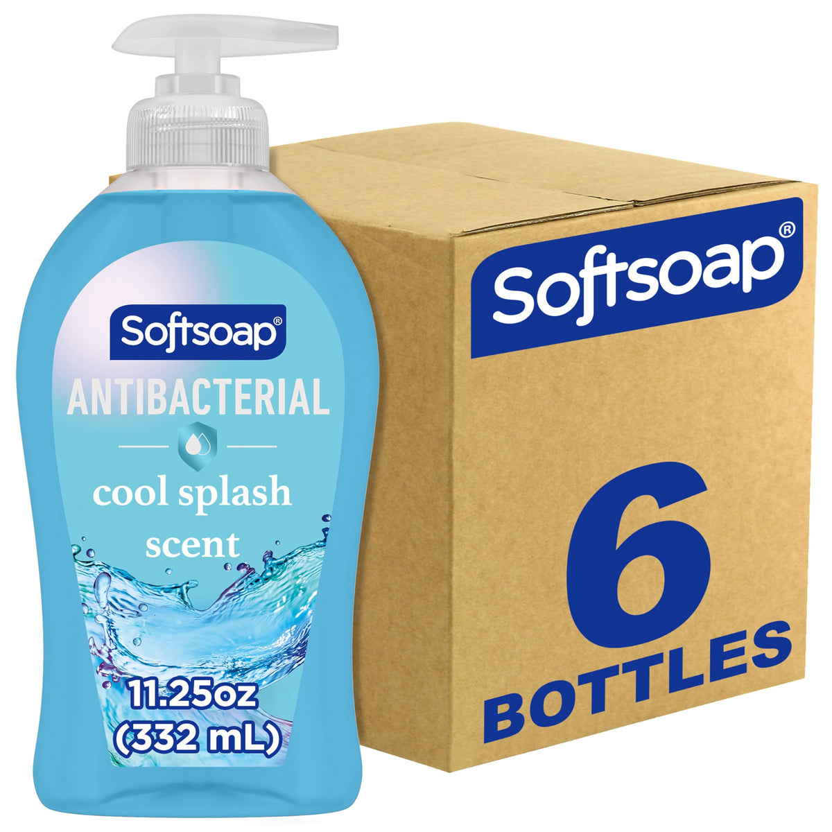 Softsoap Antibacterial Hand Soap, Cool Splash Scent, 11.25 fl oz (6 Pack)