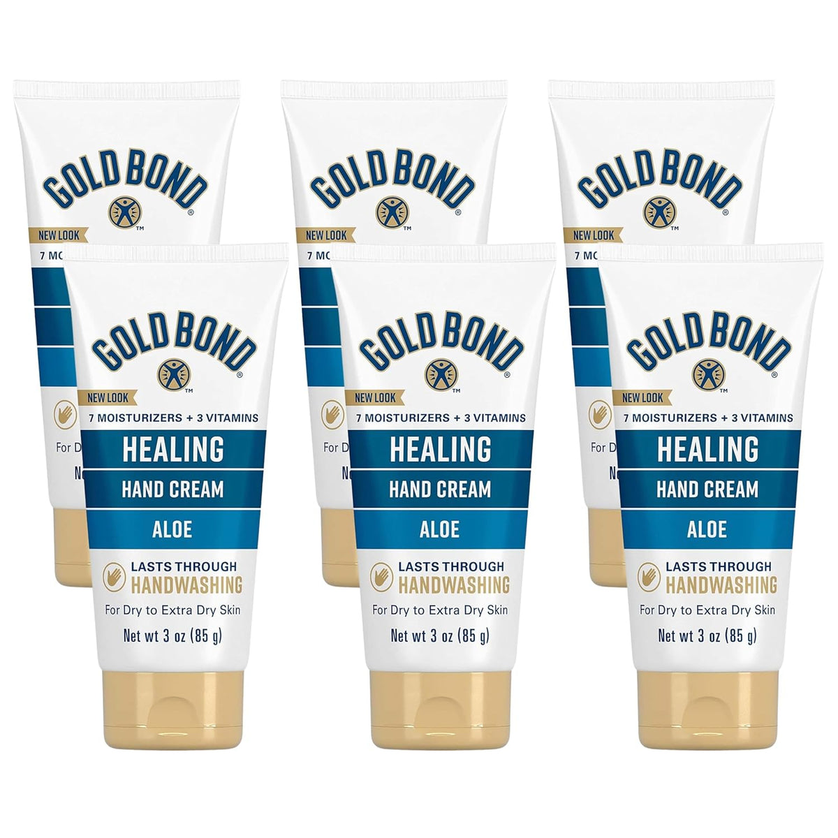 Gold Bond Healing Hand Cream for Women & Men, 3 Oz, With Aloe, Pack of 6