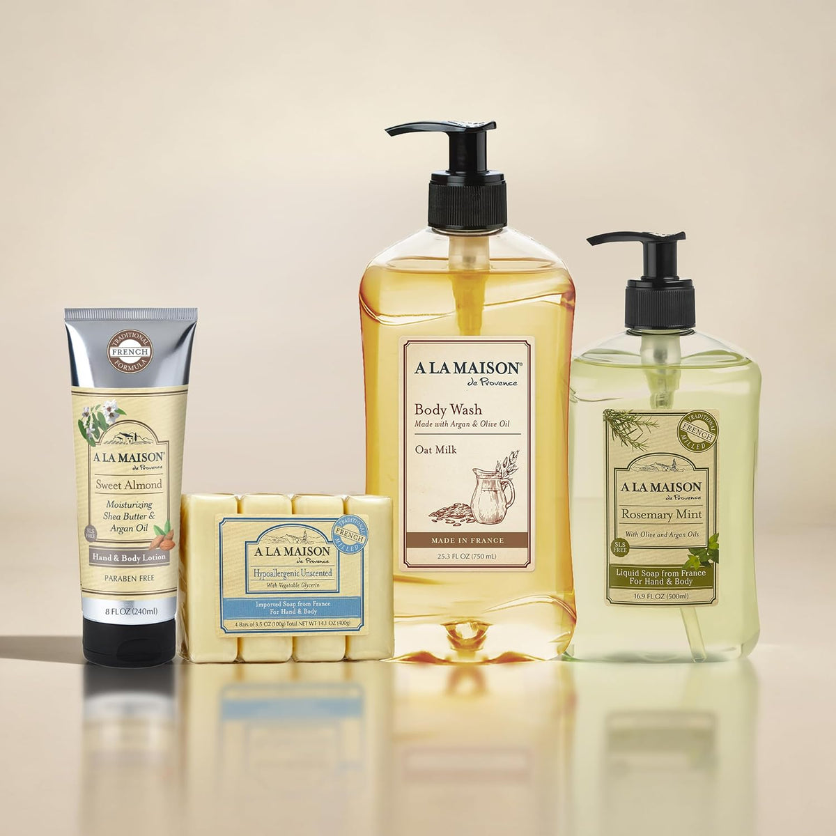 A LA MAISON Lavender Aloe French Liquid Hand Soap - Natural Hand Wash Made with Essential Oils - Biodegradable, Plant-Based, Vegan, Cruelty-Free, Alcohol & Paraben Free (16.9 oz, 3 Pack)