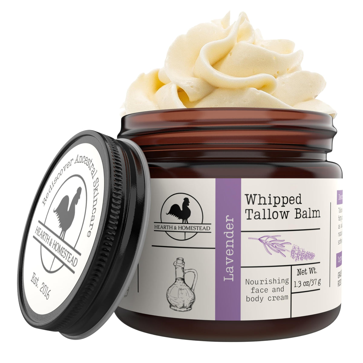 Hearth & Homestead Whipped Beef Tallow for Skin & Face, Unscented, 1.3oz