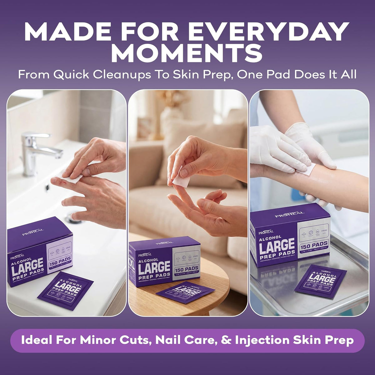 Alcohol Prep Pads - 150 70% Isopropyl Alcohol Wipes Individually Wrapped