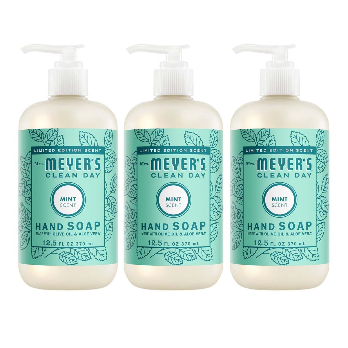 MRS. MEYER'S CLEAN DAY Hand Soap, Mint Scent, 12.5 Fl Oz Bottle - 3 Pack