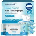 Large 75% Alcohol Wipes (4-100ct Pks, 400 Ct) – Unscented Hand Sanitizing Wipes, for Home, Office, Travel, Classroom and Camping