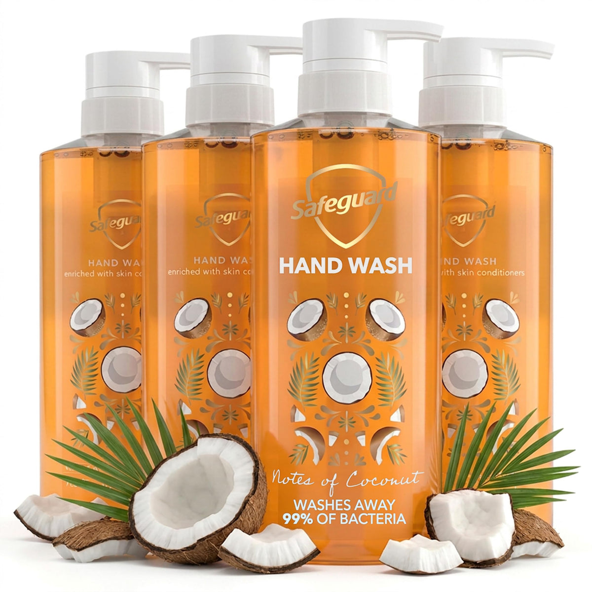 Safeguard Liquid Hand Soap, Micellar Deep Cleansing, Washes Away 99% Bacteria, Made with Natural Moisturizers, Enriched with Skin Conditioners, PH Balanced, Ocean Breeze Scent 15.5 oz (Pack of 4)