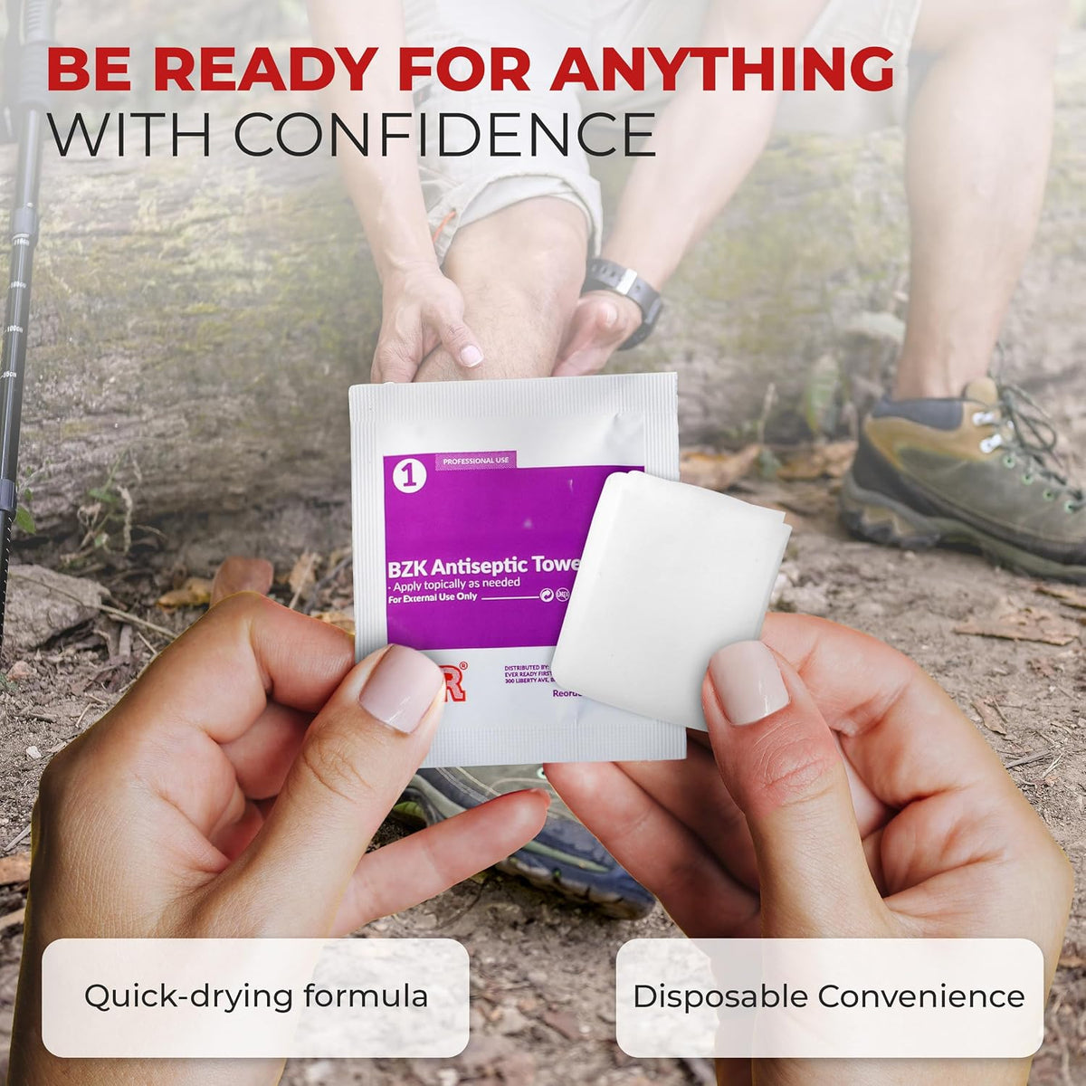 Benzalkonium BZK Wipes [Pack of 100] – 5”x7” Antiseptic Towelettes, First Aid Hand Wipes, Individually Wrapped for Skin Cleansing