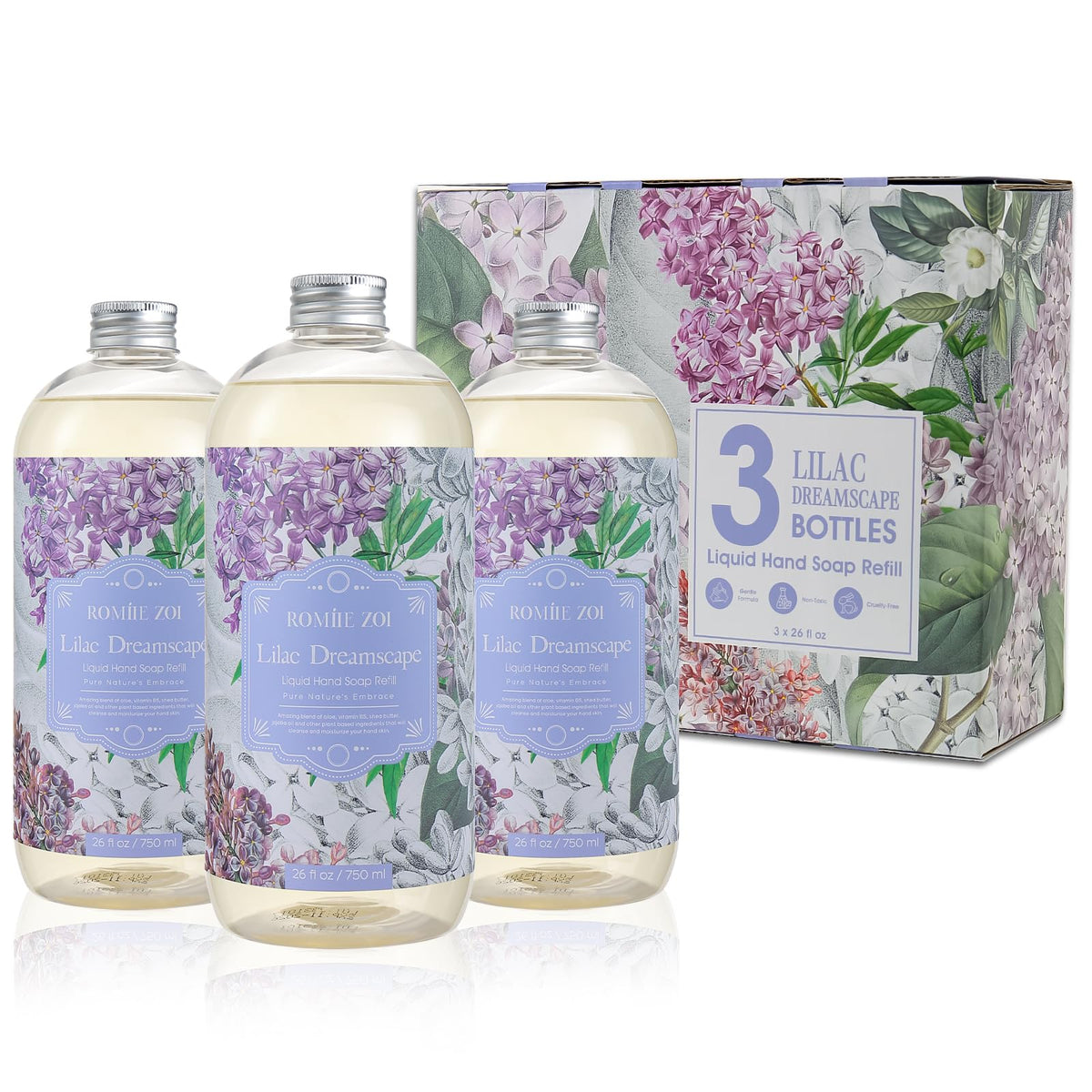 ROMIIE ZOI Liquid Hand Soap Refill, Eucalyptus Mint, 26 Fl Oz, 3-Pack