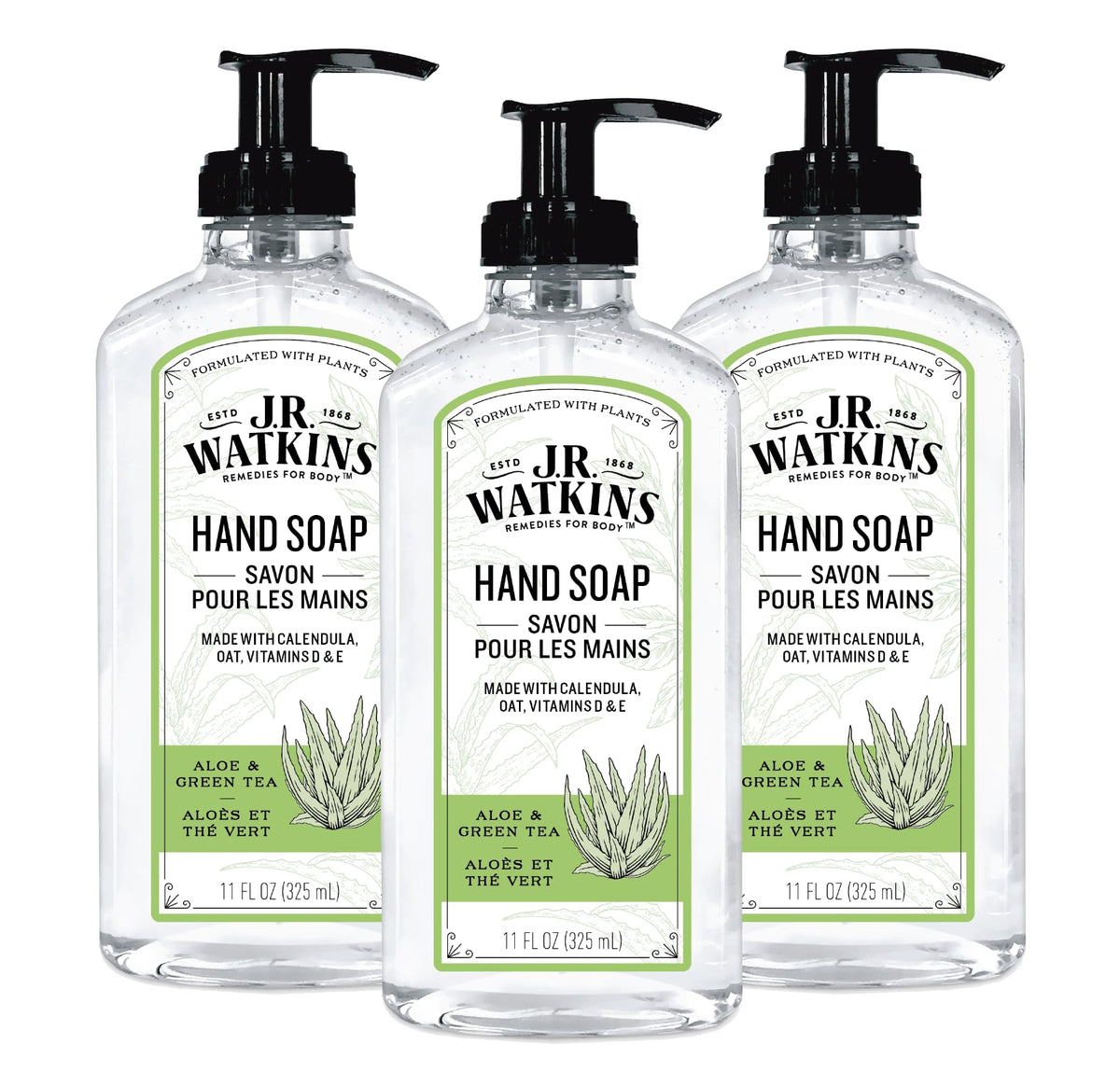 J.R. Watkins Gel Hand Soap Dispenser 3 Pack, Grapefruit, 11 fl oz