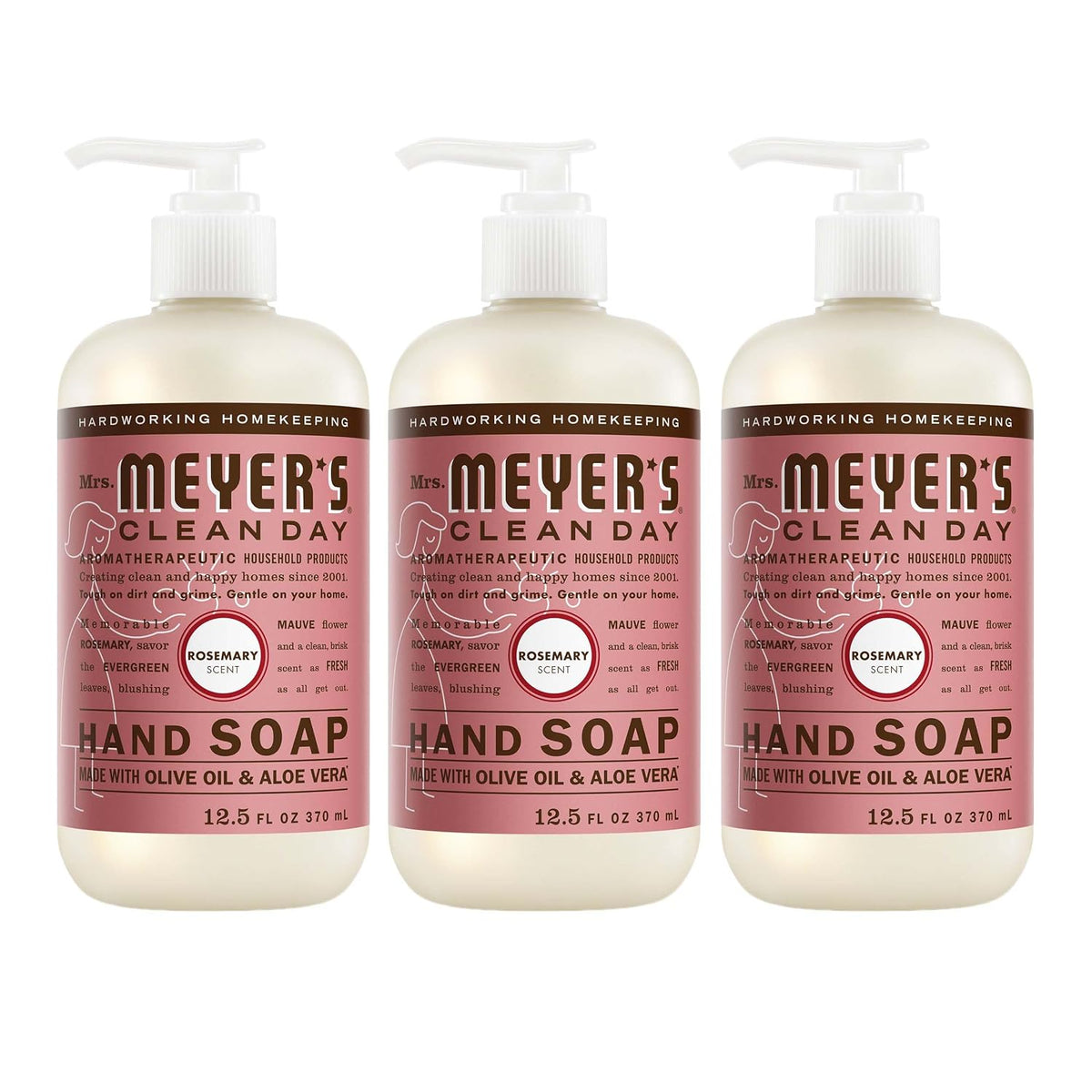 MRS. MEYER'S CLEAN DAY Liquid Hand Soap, Rosemary, 12.5 fl oz, 3 Pack