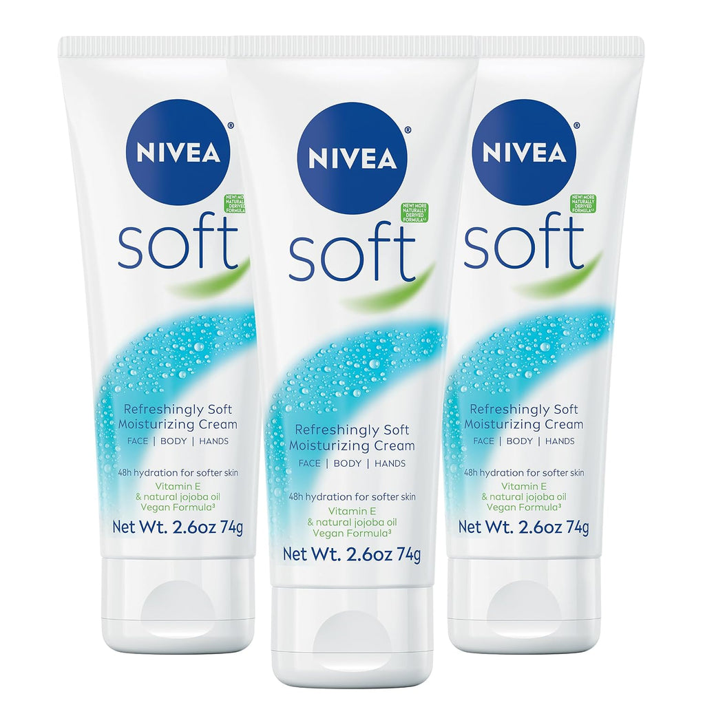 NIVEA Soft Refreshingly Soft Moisturizing Cream, Multipack, 3 x 2.6 OZ