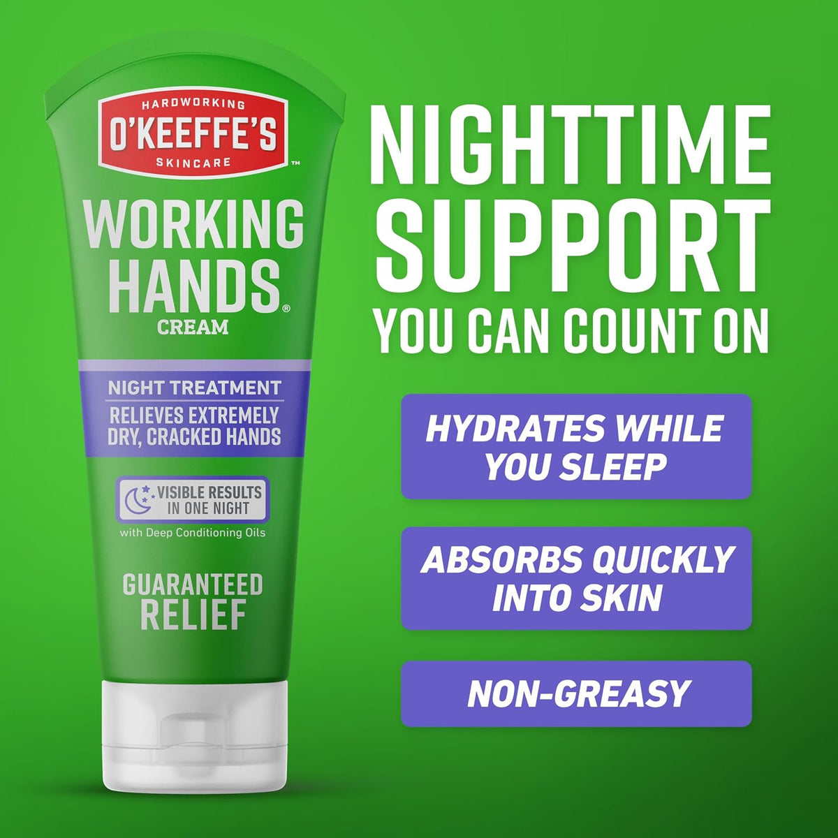 O'Keeffe's Working Hands Night Treatment Hand Cream, 7 oz Tube