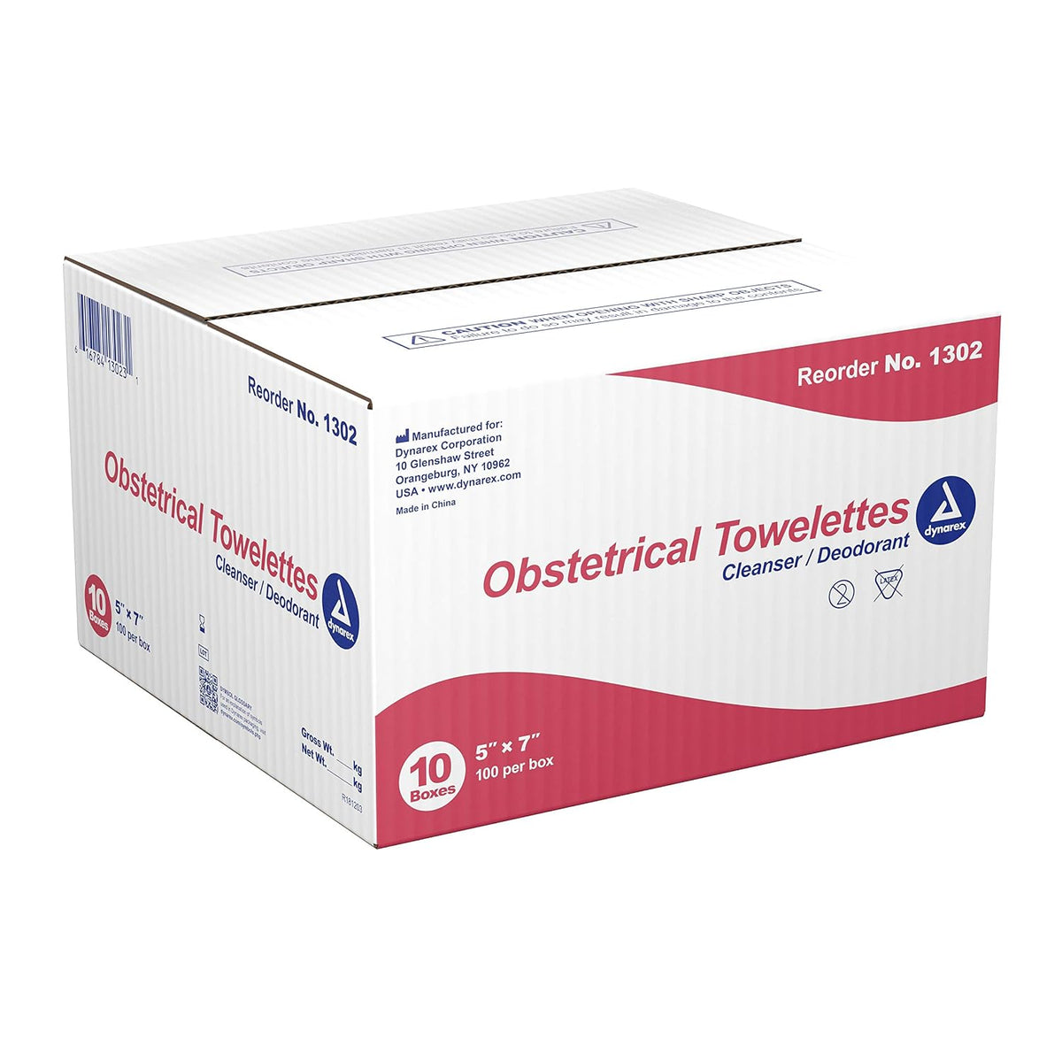 Dynarex 5 x 7" Obstetrical Towelettes - Benzalkonium Chloride Wipes with 5% Alcohol - Pre-Moistened, Scented & Individually Wrapped Sanitizing Wipes - 1 Box of 100 Wipes
