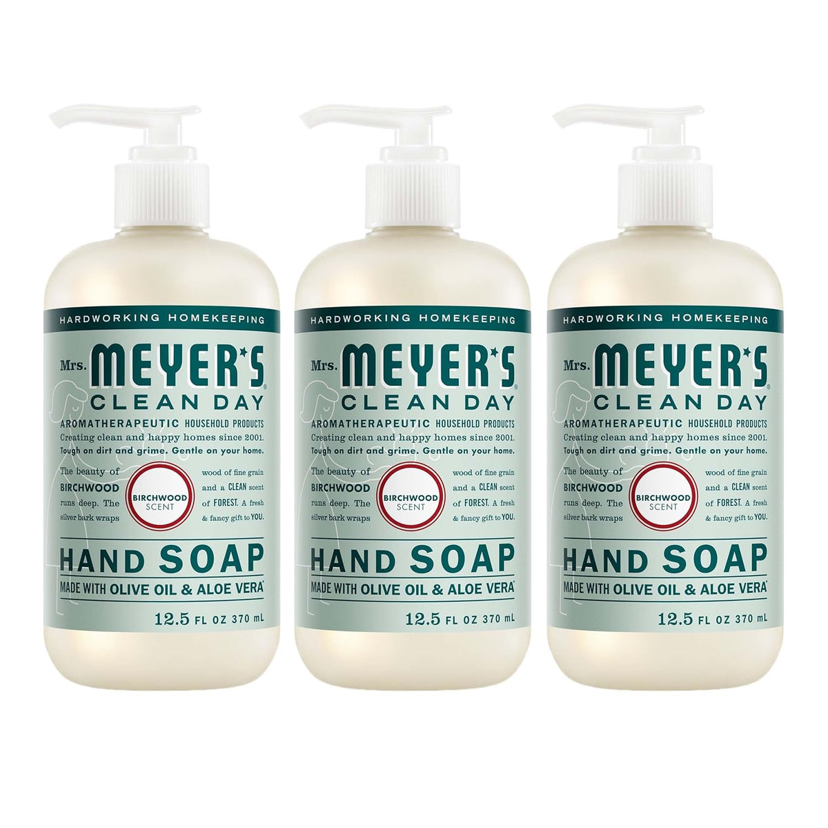 MRS. MEYER'S CLEAN DAY Liquid Hand Soap, Birchwood, 12.5 fl oz, 3 Pack