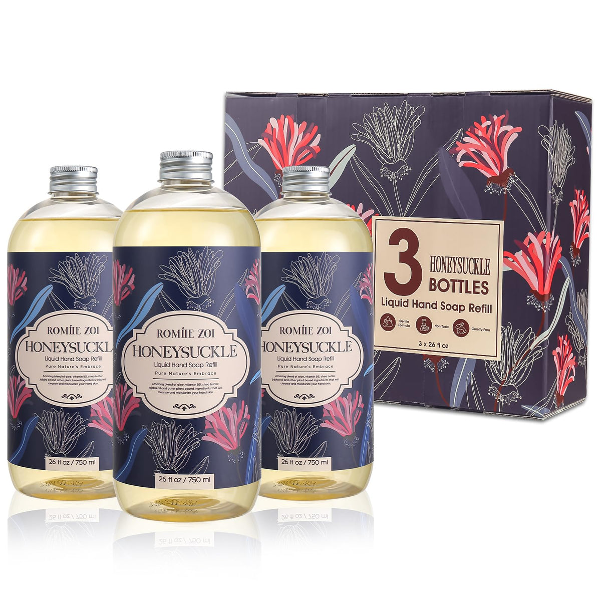 ROMIIE ZOI Liquid Hand Soap Refill, Eucalyptus Mint, 26 Fl Oz, 3-Pack