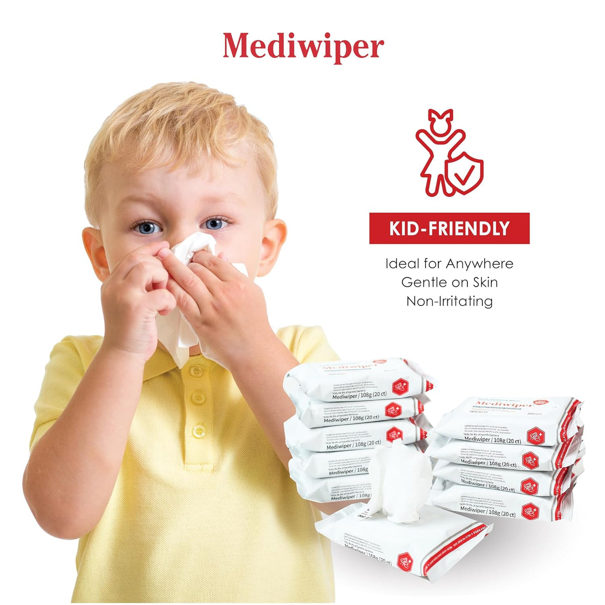 MEDIWIPER 80ct Unscnted Alcohol-Free Hand Sanitizing Wipes, Wet Wipe, Hand Sanitizer (320 Wipes (80 * 4))