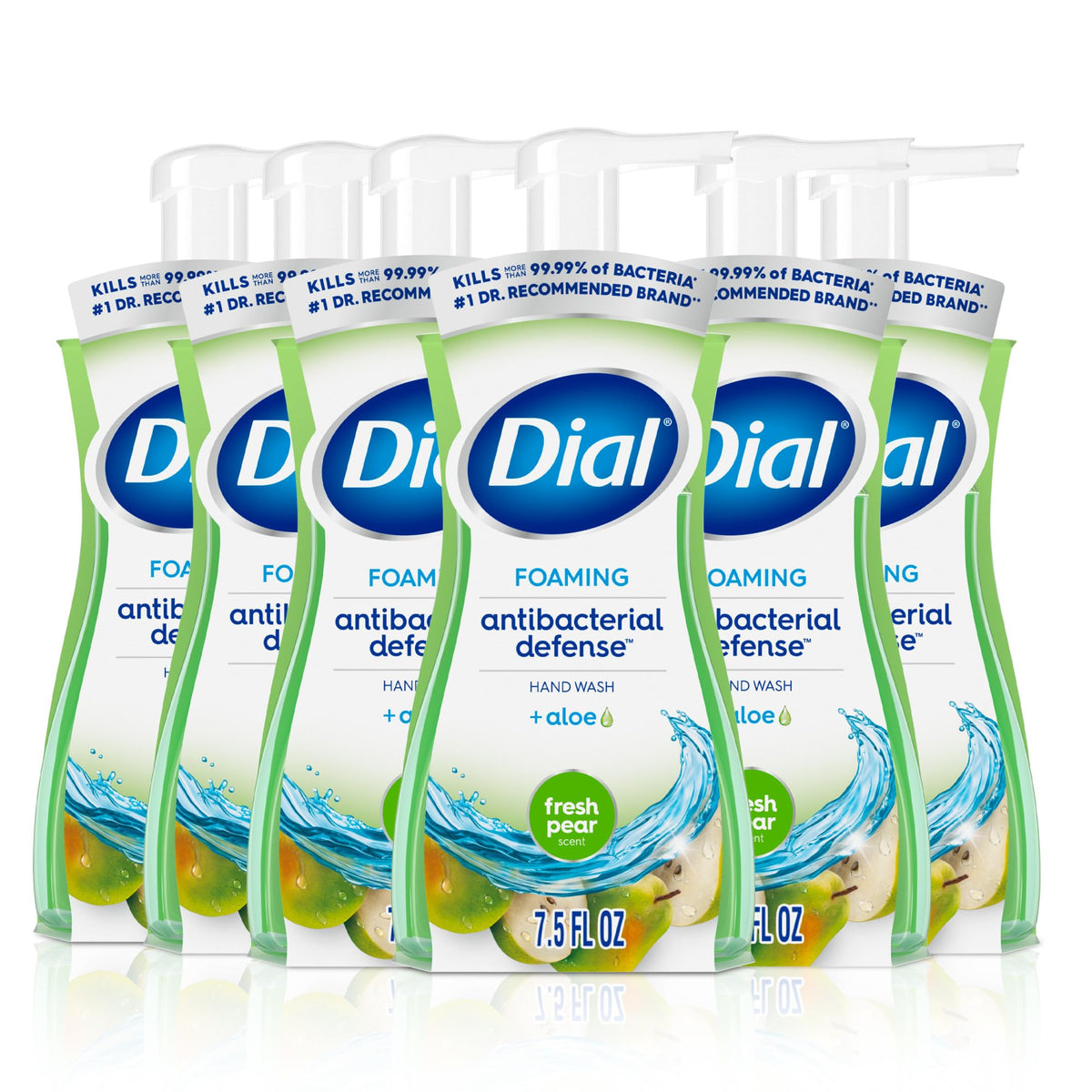 Dial Antibacterial Foaming Hand Soap, Spring Water Scent, 7.5 Fl Oz, 6-Pack