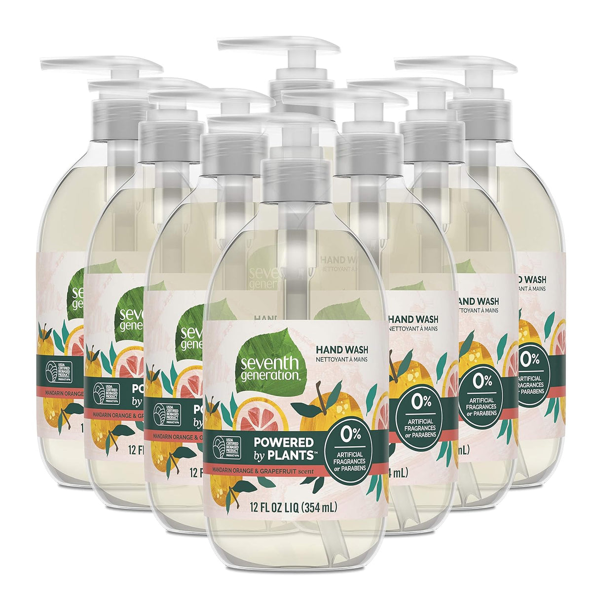 Seventh Generation Hand Soap, Mandarin Orange & Grapefruit, 12 oz, 8 Pack