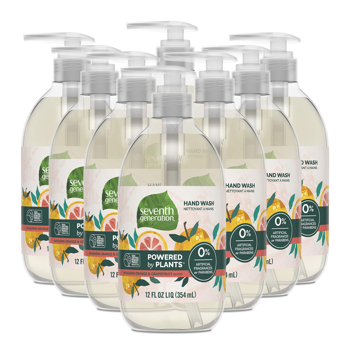 Seventh Generation Hand Soap, Mandarin Orange & Grapefruit, 12 oz, 8 Pack