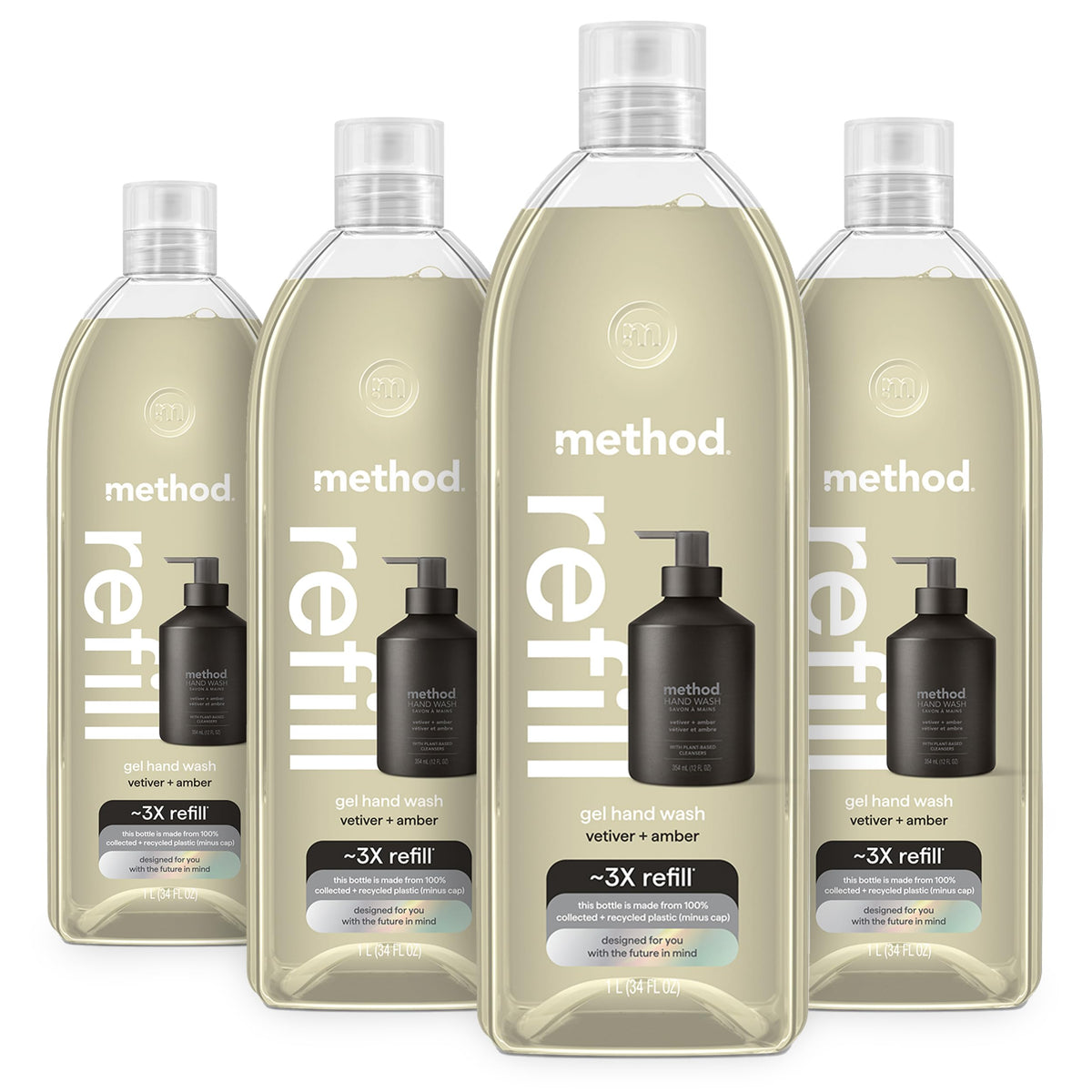 method Gel Hand Soap, Vetiver + Amber, 12 fl oz, 3 Pack