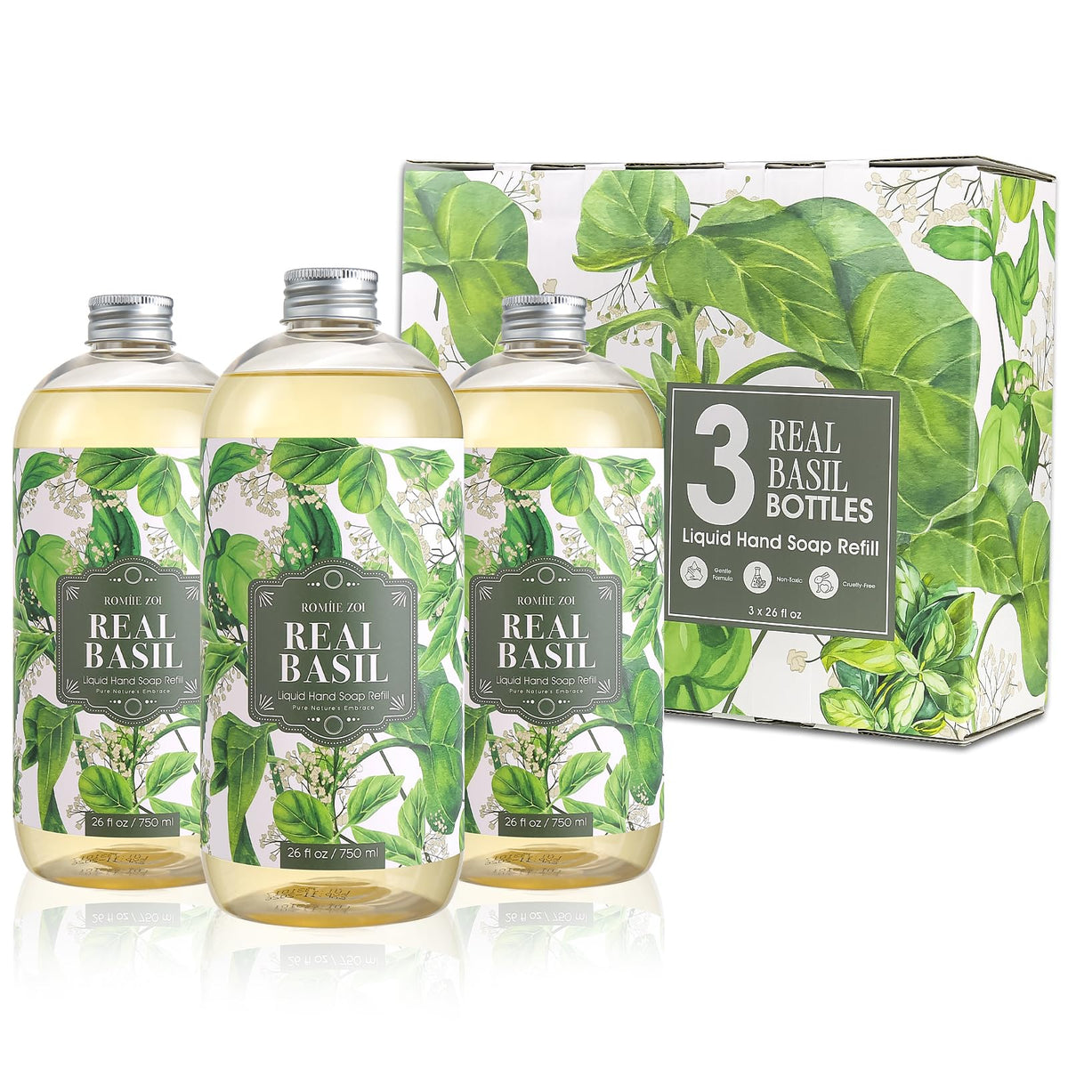 ROMIIE ZOI Liquid Hand Soap Refill, Eucalyptus Mint, 26 Fl Oz, 3-Pack