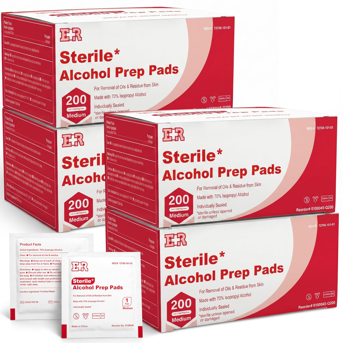 Ever Ready First Aid Alcohol Prep Pads, Medium 2-Ply Alcohol Wipes, individually wrapped Swabs, Saturated With 70% Isopropyl Alcohol - 400 Count