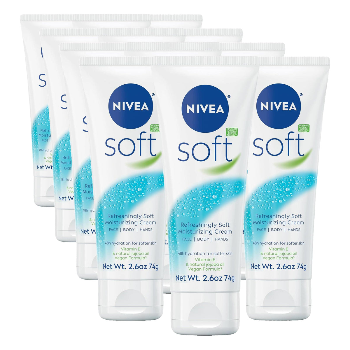 NIVEA Soft Refreshingly Soft Moisturizing Cream, Multipack, 3 x 2.6 OZ