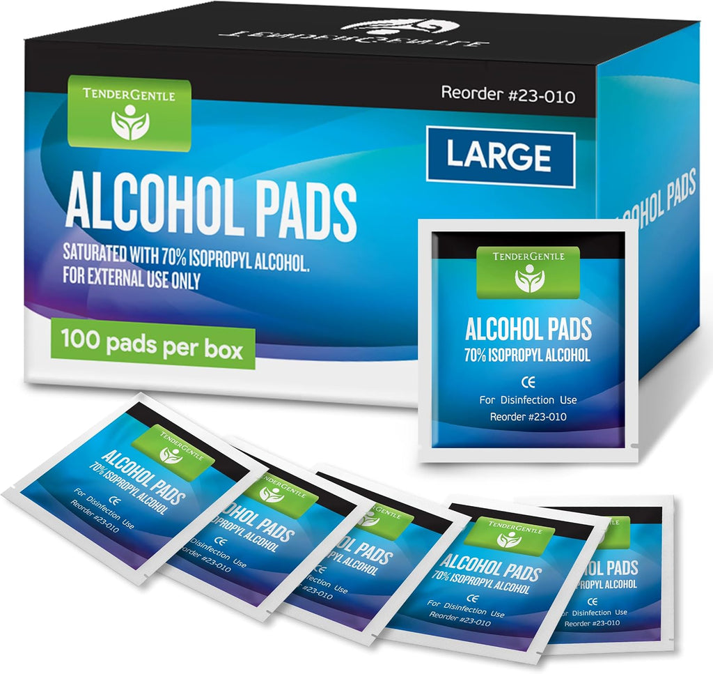Alcohol Wipes for Injections - 100 Sterile Alcohol Prep Pads, Large Swabs