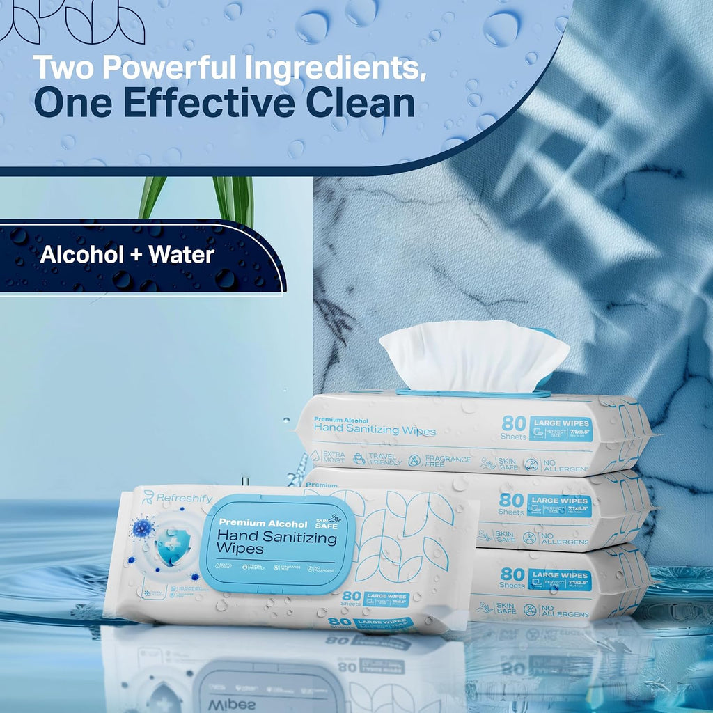 Large Alcohol Wipes (320 Count) 75% Unscented Alcohol Hand Sanitizing Wipes
