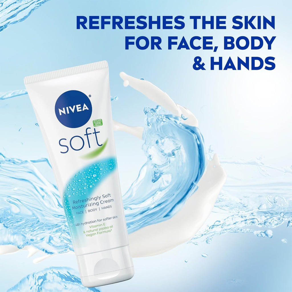 NIVEA Soft Refreshingly Soft Moisturizing Cream, Multipack, 3 x 2.6 OZ