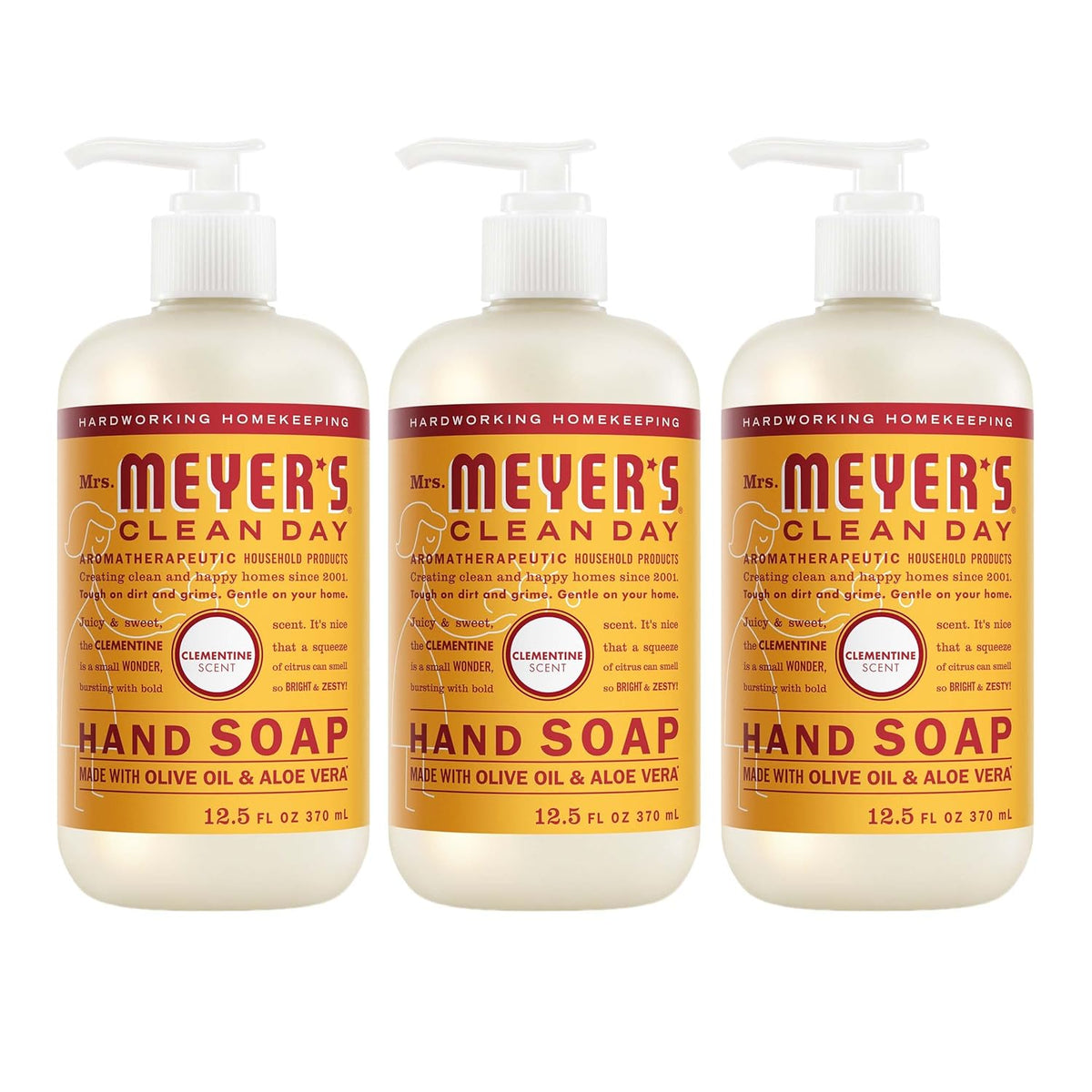 MRS. MEYER'S CLEAN DAY Liquid Hand Soap, Clementine, 12.5 fl oz, 3 Pack