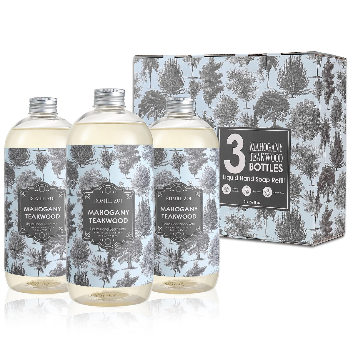 ROMIIE ZOI Liquid Hand Soap Refill, Eucalyptus Mint, 26 Fl Oz, 3-Pack