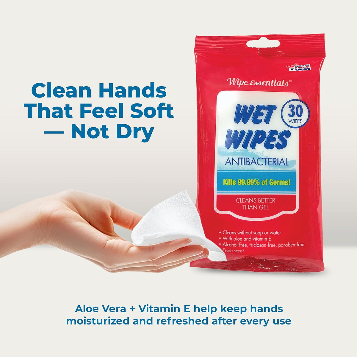 WipeEssentials Hand Sanitizer Wipes for Adults & Kids - 90 Count, 3 Packs