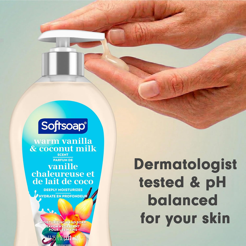 Softsoap Hand Soap, Warm Vanilla and Coconut Milk, 11.25 fl oz (6 Pack)