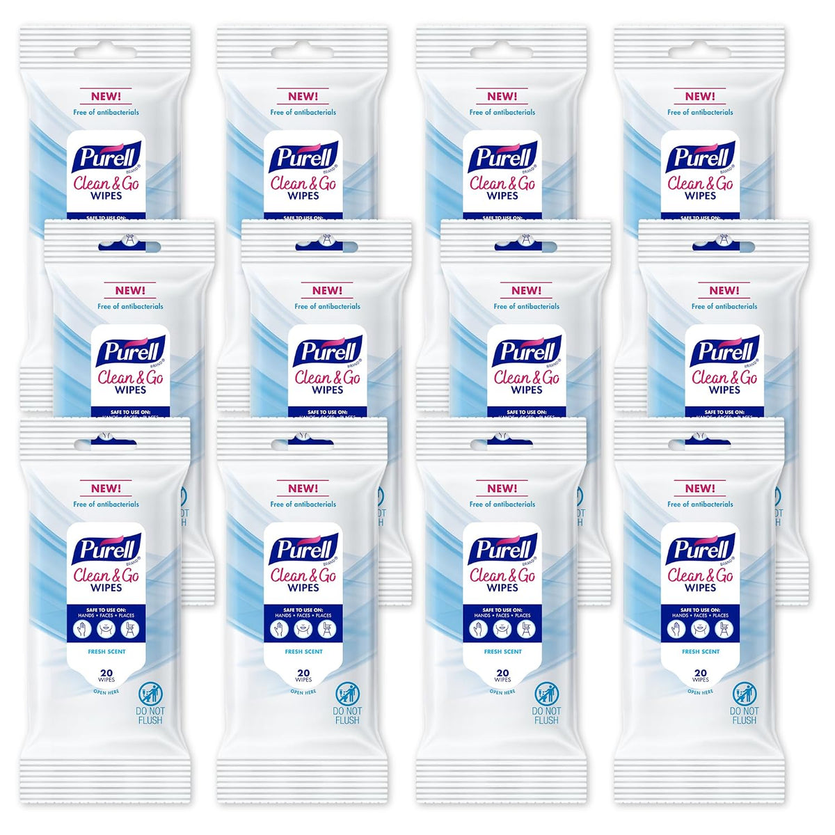 Purell Clean & Go Wipes Skin & Surface, Fresh Scent 12pk x 20ct 9269-12-CMR