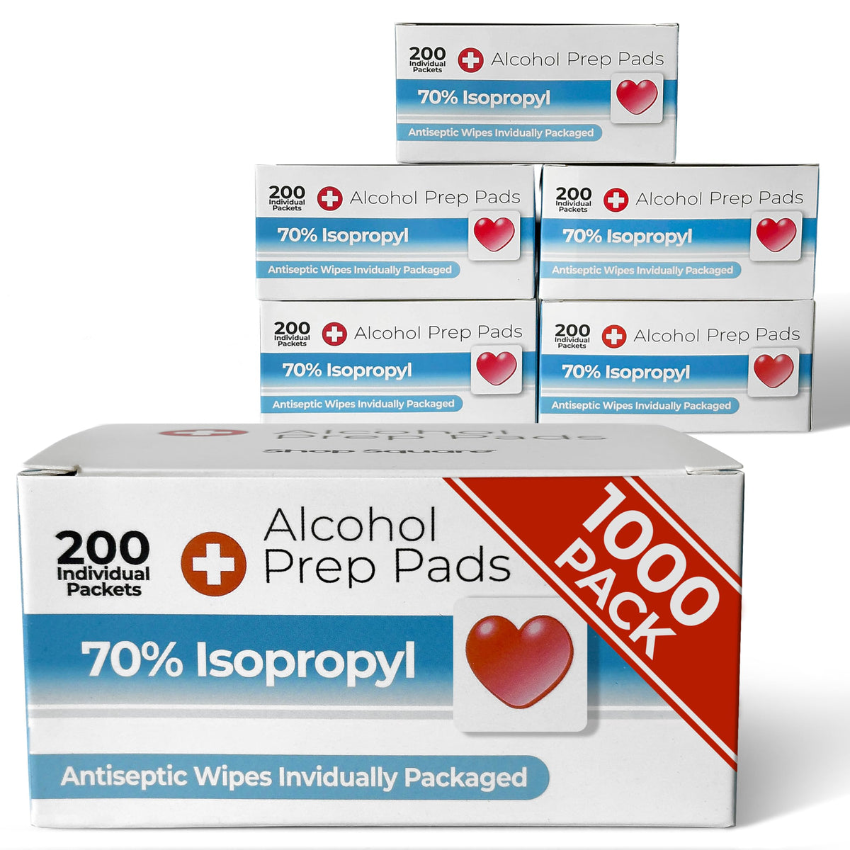 Alcohol Prep Pads - 70% Isopropyl Alcohol Wipes, 2000 Pack Individually Wrapped Alcohol Pads Bulk - Great for Home, Medical and First Aid Kits