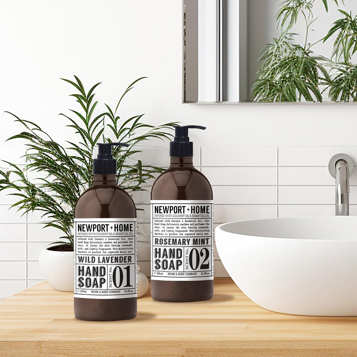 Newport Home Hand Soap, Wild Lavender and Rosemary Mint, 21.5 fl oz, Set of 4, Home and Body Co