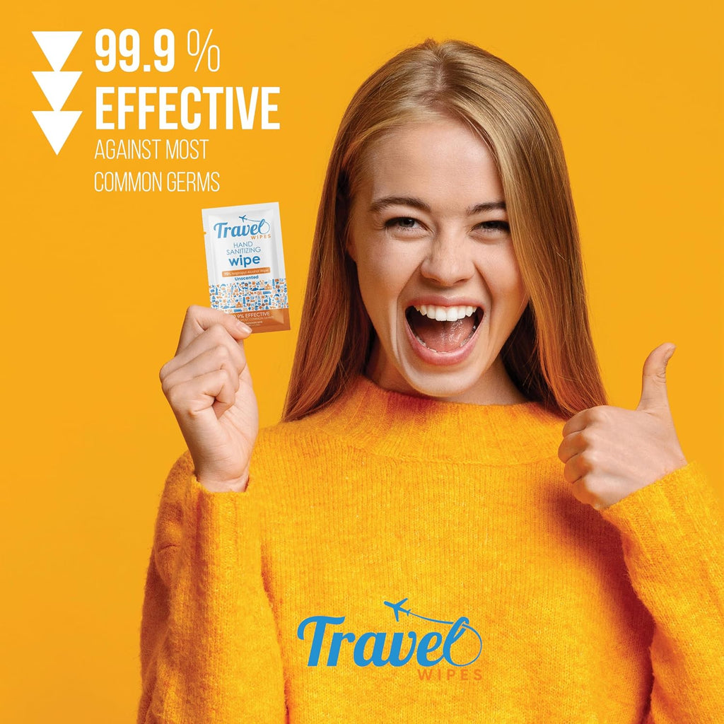 Hand Sanitizing Travel Wipes – 30ct Individually Wrapped | Fragrance-Free, Moisturizing, 70% Isopropyl Alcohol Wipes | Travel, Home, Office, Daily Use