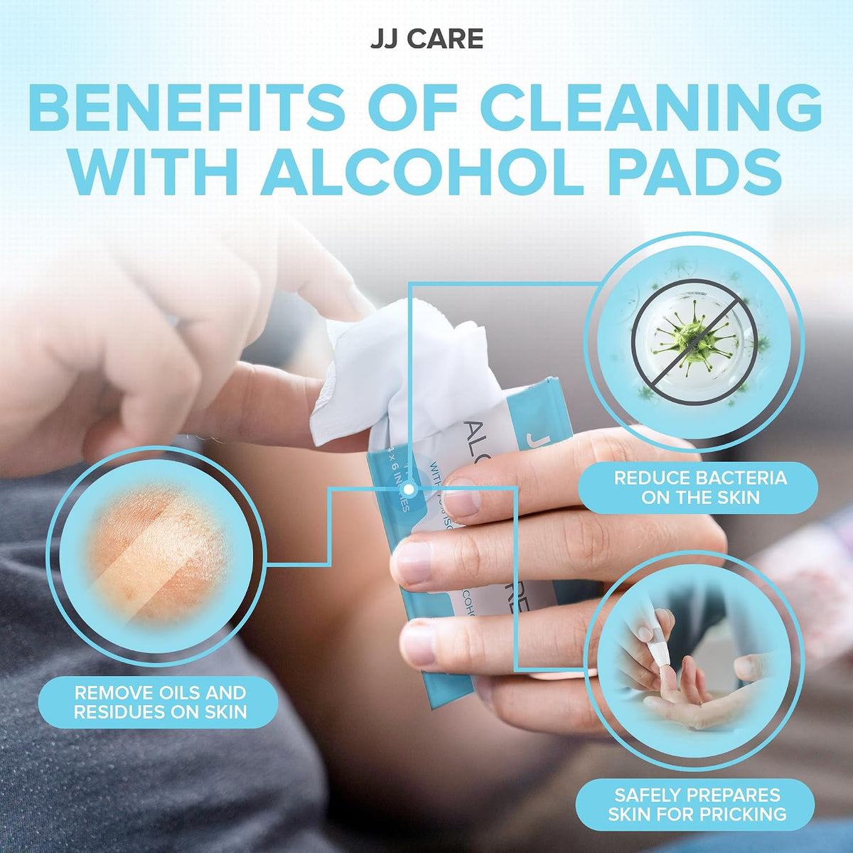 Large Alcohol Prep Pads [Pack of 120], 4 x 6" Sterile Prep Pads Individually Wrapped, 70% Isopropyl Alcohol Wipes, 2 Ply First Aid Swabs, Perfect for Medical, First Aid Kit & Home