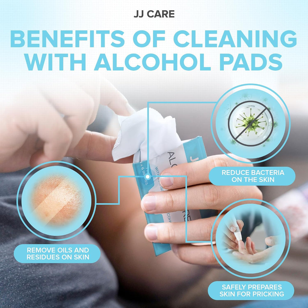 Large Alcohol Prep Pads, 4" x 6" – Pack of 60, Individually Wrapped Sterile 2-Ply Pads with 70% Isopropyl Alcohol, Single-Use Skin Prep Wipes for First Aid Kits, Home & Travel