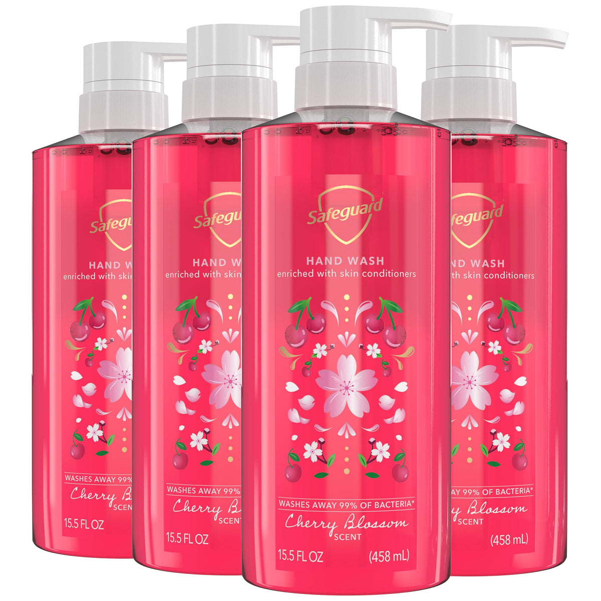 Safeguard Liquid Hand Soap, Micellar Deep Cleansing, Washes Away 99% Bacteria, Made with Natural Moisturizers, Enriched with Skin Conditioners, PH Balanced, Ocean Breeze Scent 15.5 oz (Pack of 4)