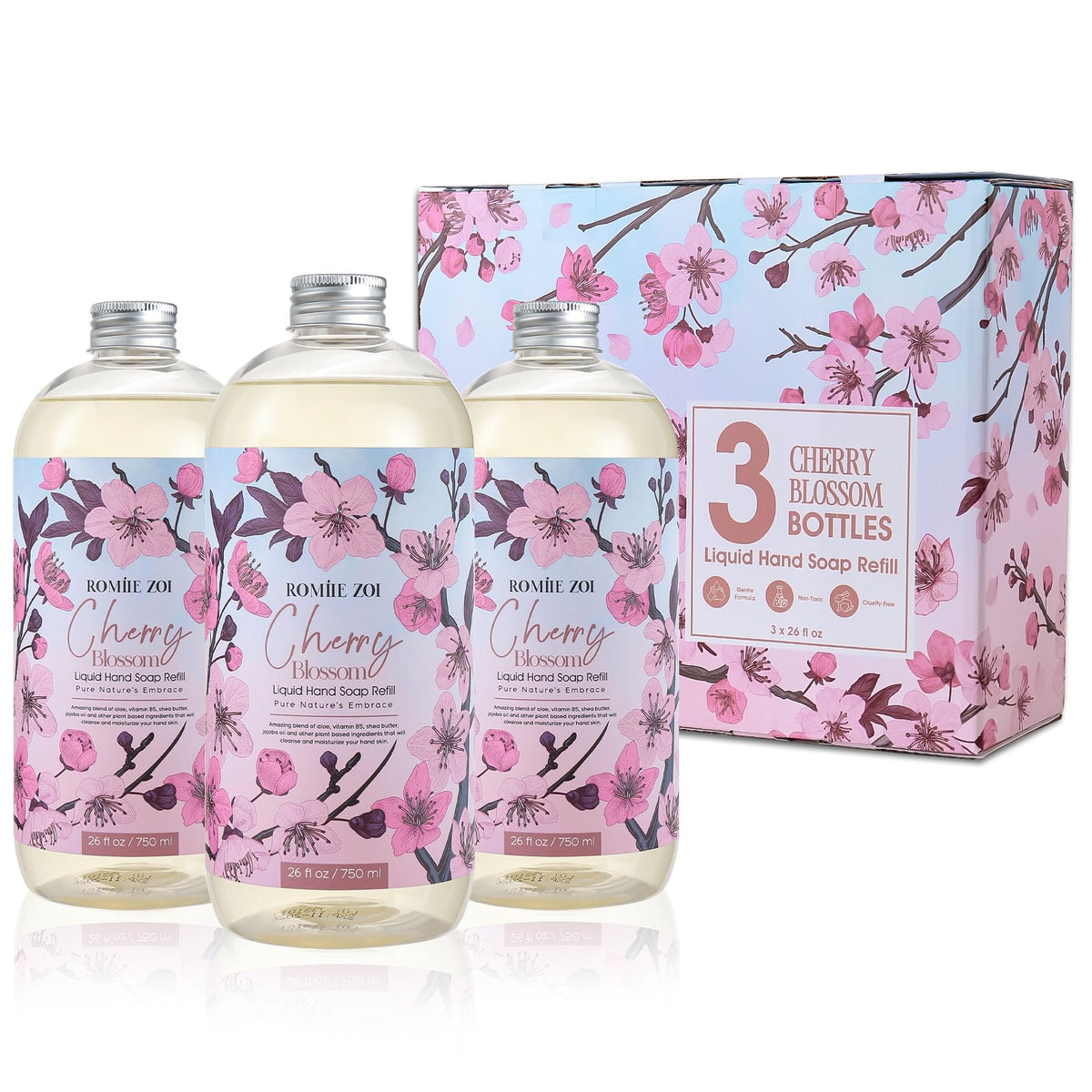 ROMIIE ZOI Liquid Hand Soap Refill, Eucalyptus Mint, 26 Fl Oz, 3-Pack