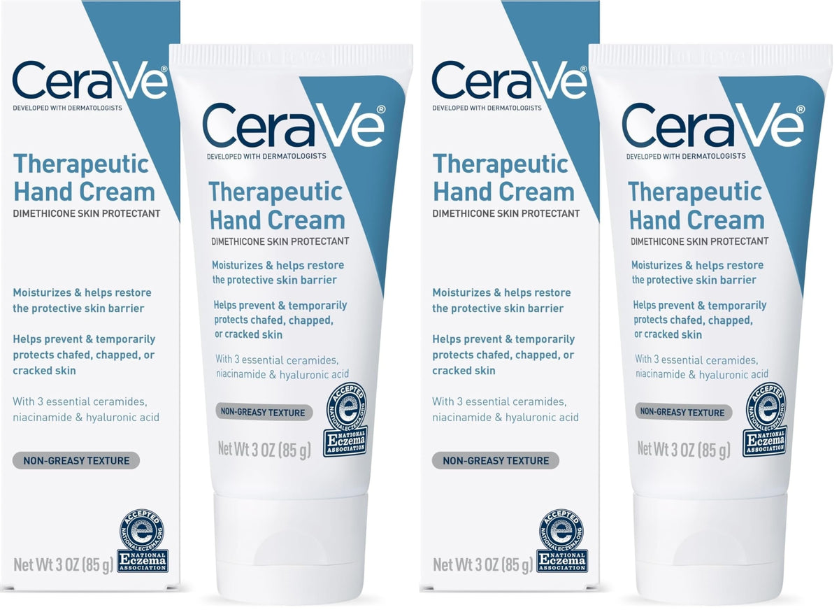 CeraVe Therapeutic Hand Cream, Hyaluronic Acid & Niacinamide Lotion, 3oz