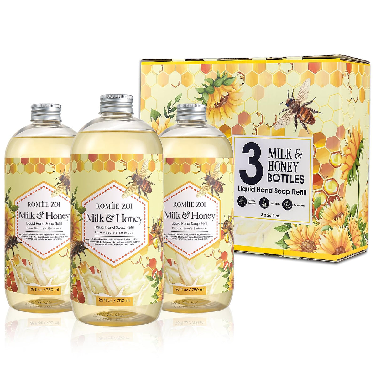 ROMIIE ZOI Liquid Hand Soap Refill, Eucalyptus Mint, 26 Fl Oz, 3-Pack