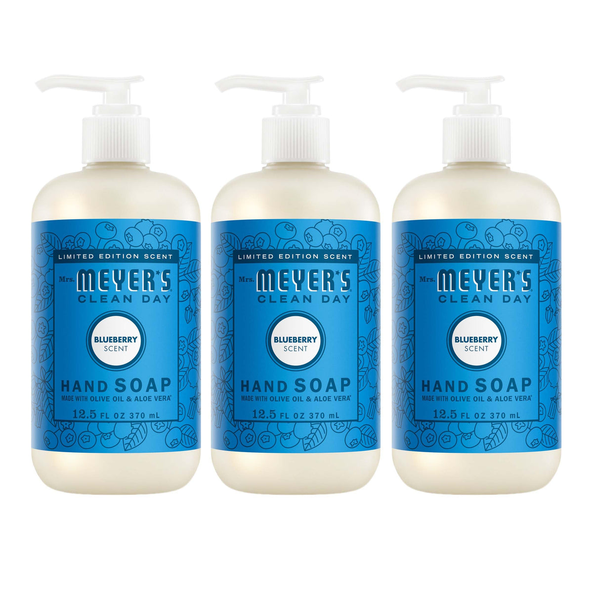 MRS. MEYER'S CLEAN DAY Liquid Hand Soap, Blueberry, 12.5 fl oz, 3 Pack