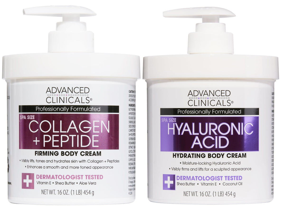 Advanced Clinicals Hyaluronic Acid Moisturizer Body Cream W/Vitamin E | Hydrating Cream & Body Lotion For Women & Men To Help Improve Look of Wrinkles, Dry Skin, Crepey Looking Skin, 16 Ounce