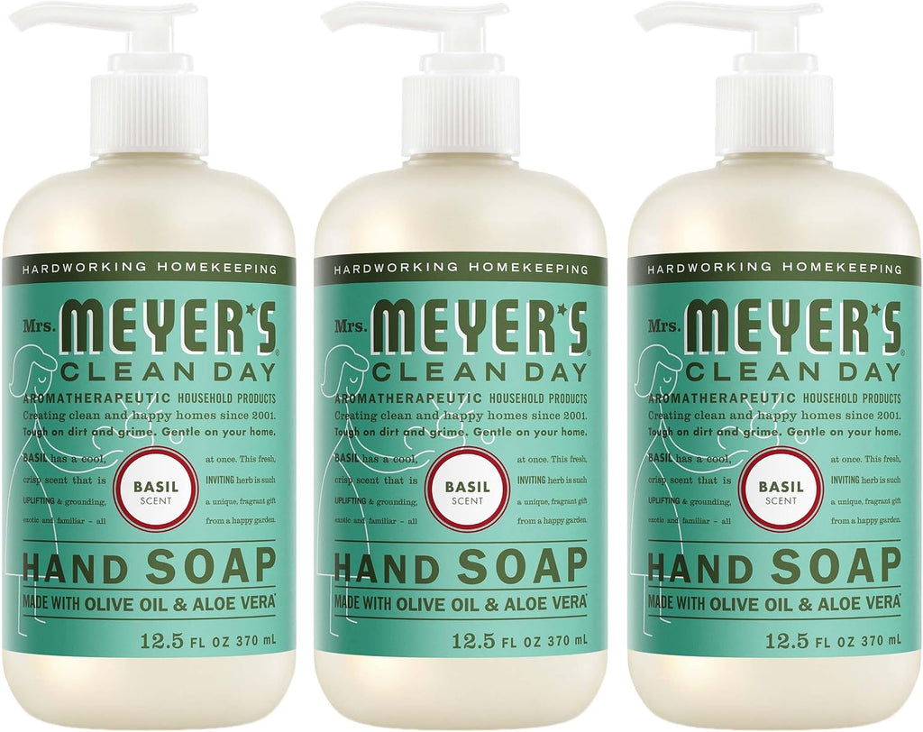 MRS. MEYER'S CLEAN DAY Hand Soap, Basil Scent, 12.5 Fl Oz Bottle - 3 Pack