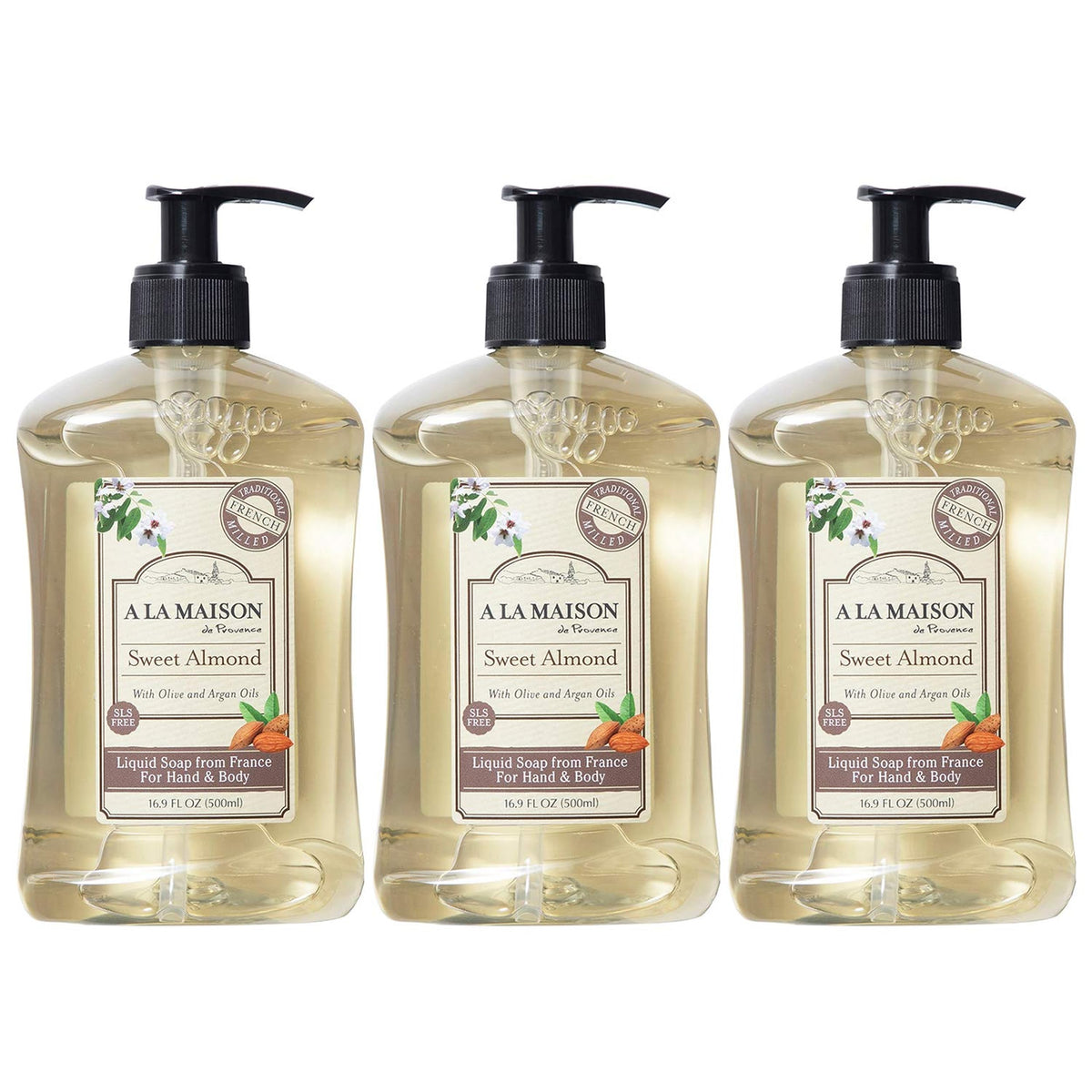 A LA MAISON Rosemary Mint French Liquid Hand Soap - Natural Hand Wash Made with Essential Oils - Biodegradable, Plant-Based, Vegan, Cruelty-Free, Alcohol & Paraben Free (16.9 oz, 3 Pack)