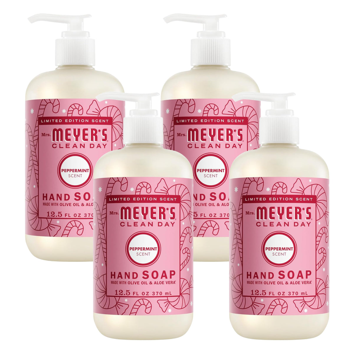 Mrs. MEYER'S CLEAN DAY Liquid Hand Soap Bottle, 12.5 Fl Oz Lilac, Rose, Mint, Lemon, Lavender, Basil (Pack of 6) (Variety Pack)